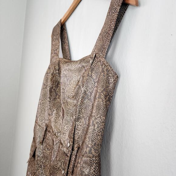 NANUSHKA Lorena Snake Print Sleeveless Dress | Elegant Brown Crepe | Size XL - Picture 8 of 12